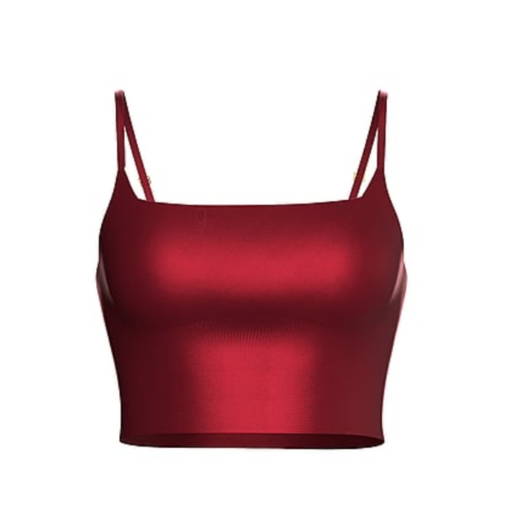 NEW Victoria's Secret So Sleek Glossy Deep Sangria Red Crop Bra Top Sz XL - Picture 3 of 3